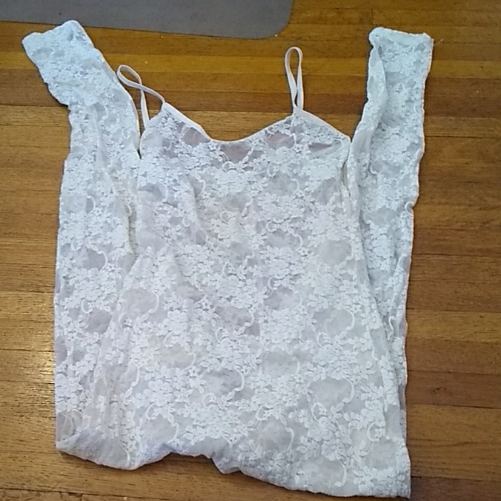 AA white lace unitard